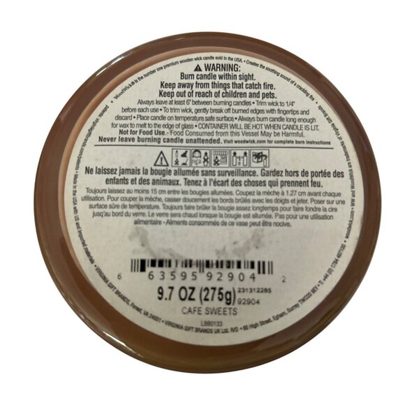 Woodwick Cafe Sweets Patented Pluswick Crackle Wooden Wick Scented Candle 9.7oz - Picture 5 of 5